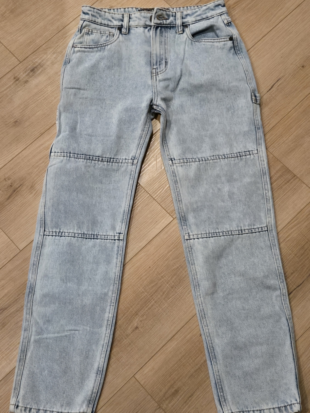 Light Wash Kids Paneled Jeans - Casual Straight Fit